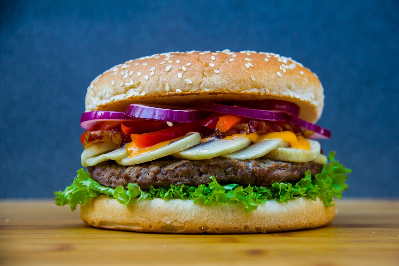 Close up of hamburger.