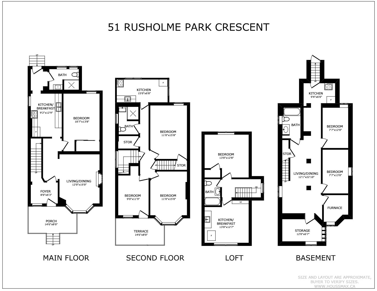Floor plans for 51 Rusholme Park Crescent.
