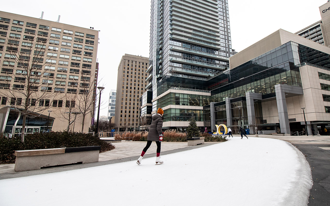 Ice rink at newly revitalized Barbara Ann Scott Park.