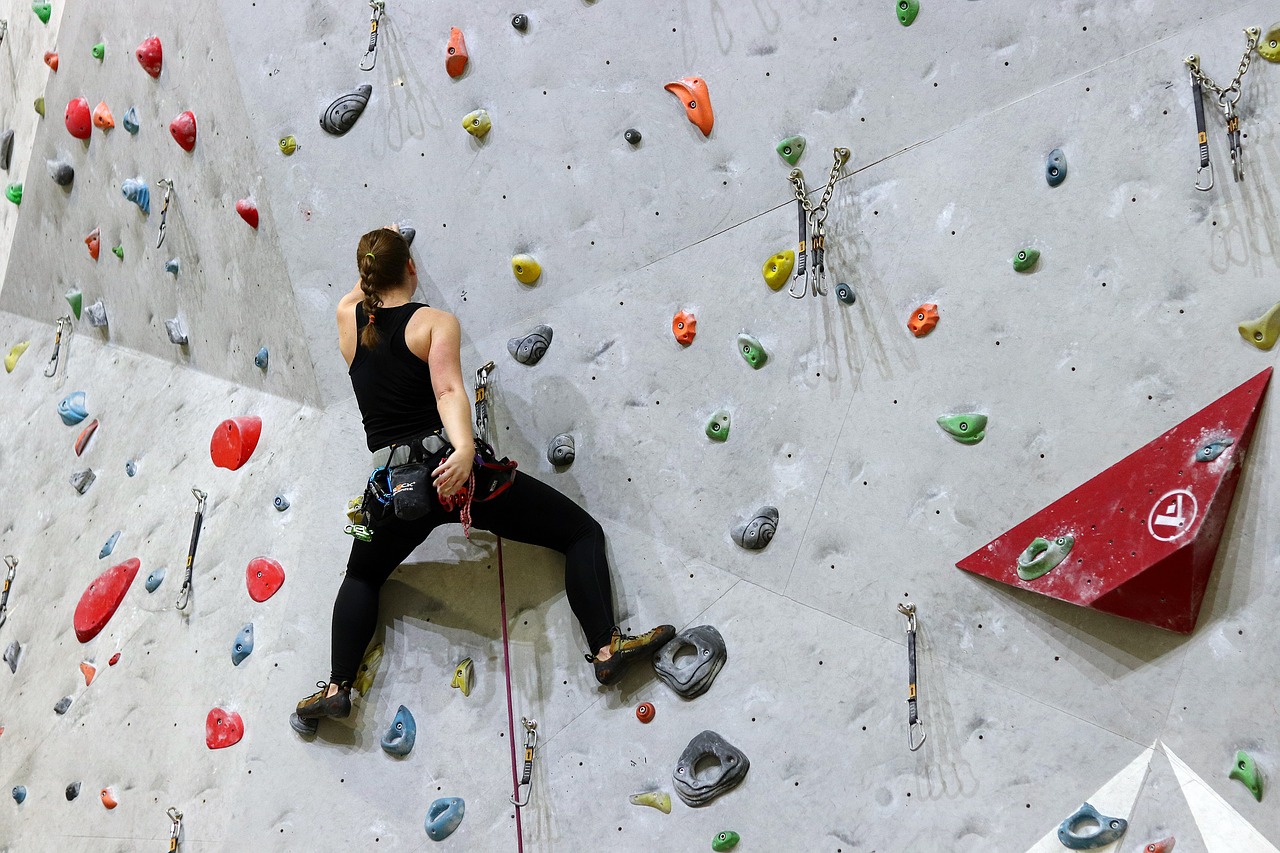 Rock climbing wall.