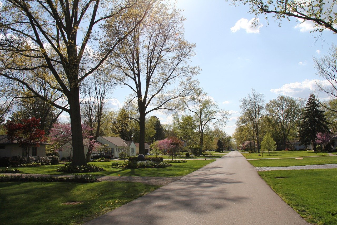 Photo of park in suburbs.