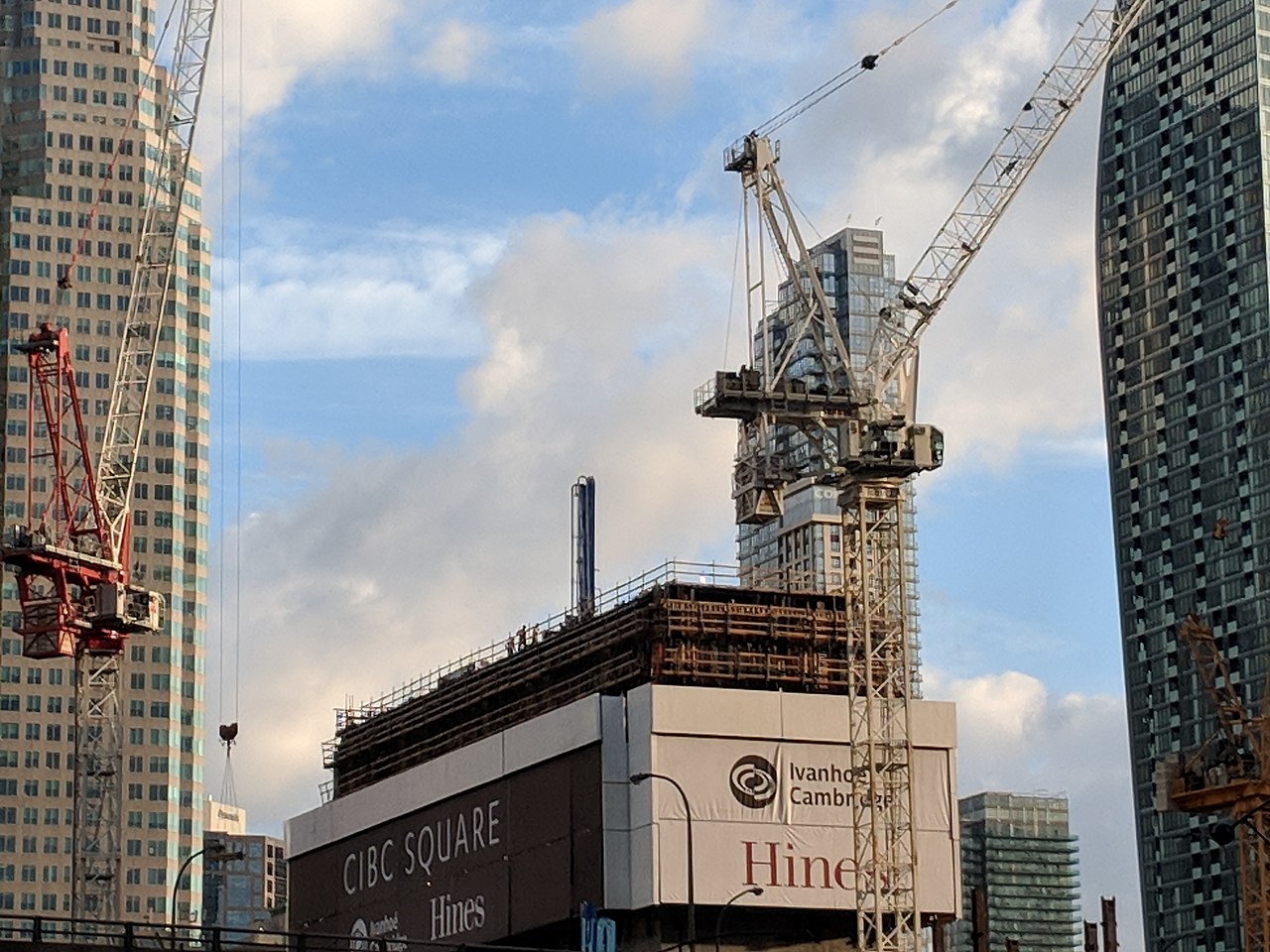 CIBC Square under construction with cranes.