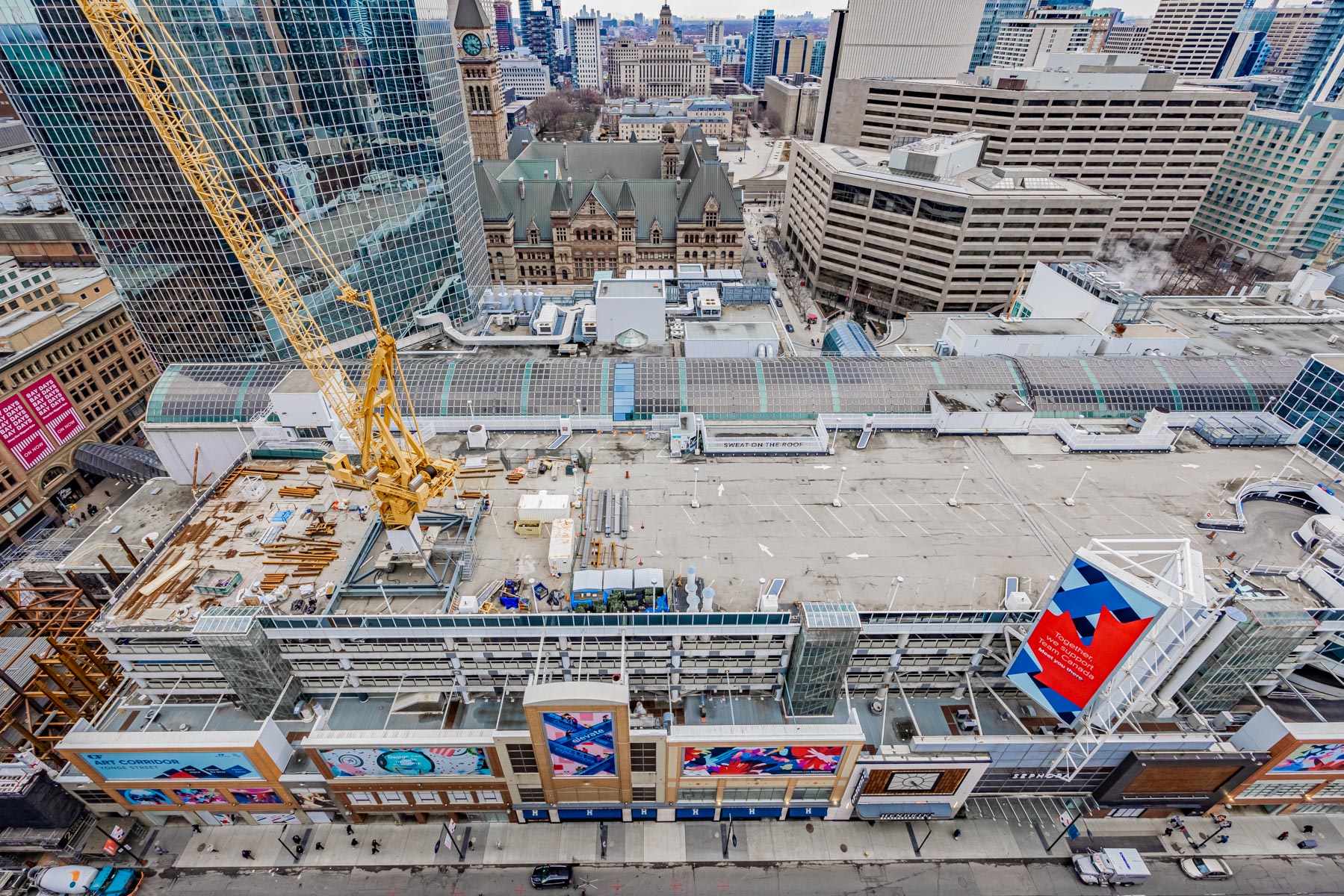 Top down view of Eaton Centre mall in Toronto.