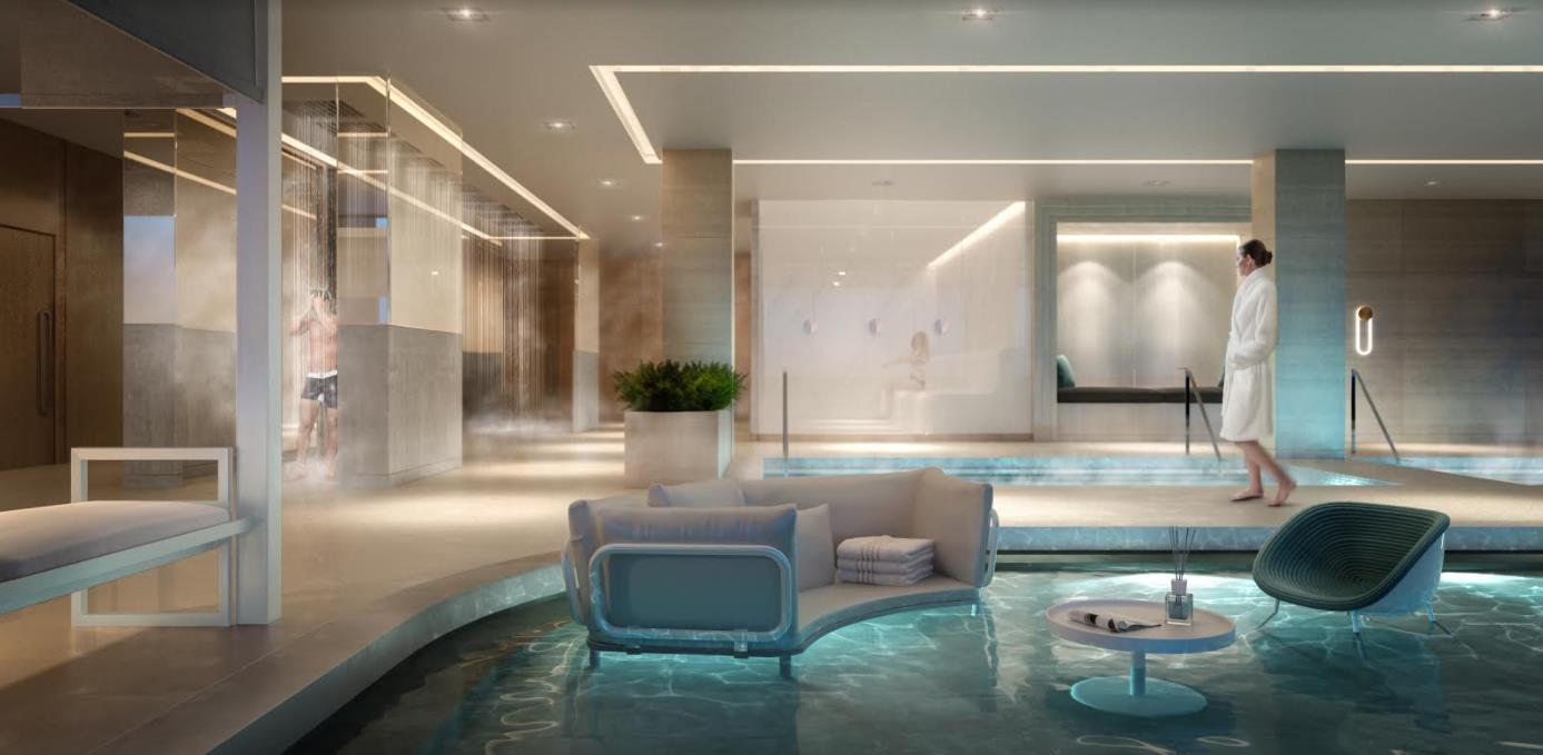 3D render of Scandinavian spa at Zen King West Condos.