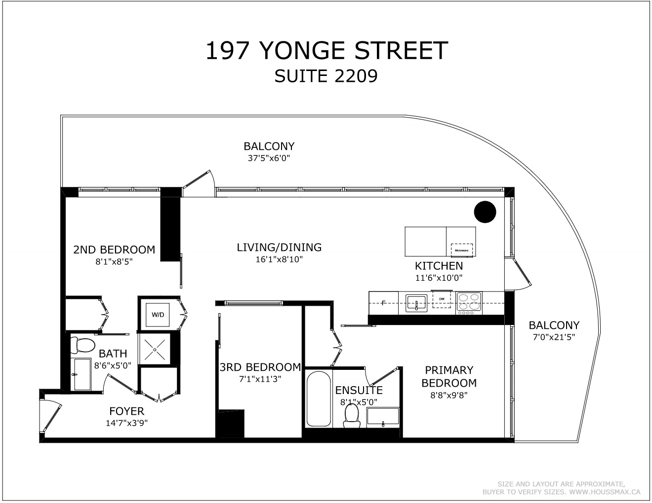 Floor plans for 197 Yonge St Unit 2209.