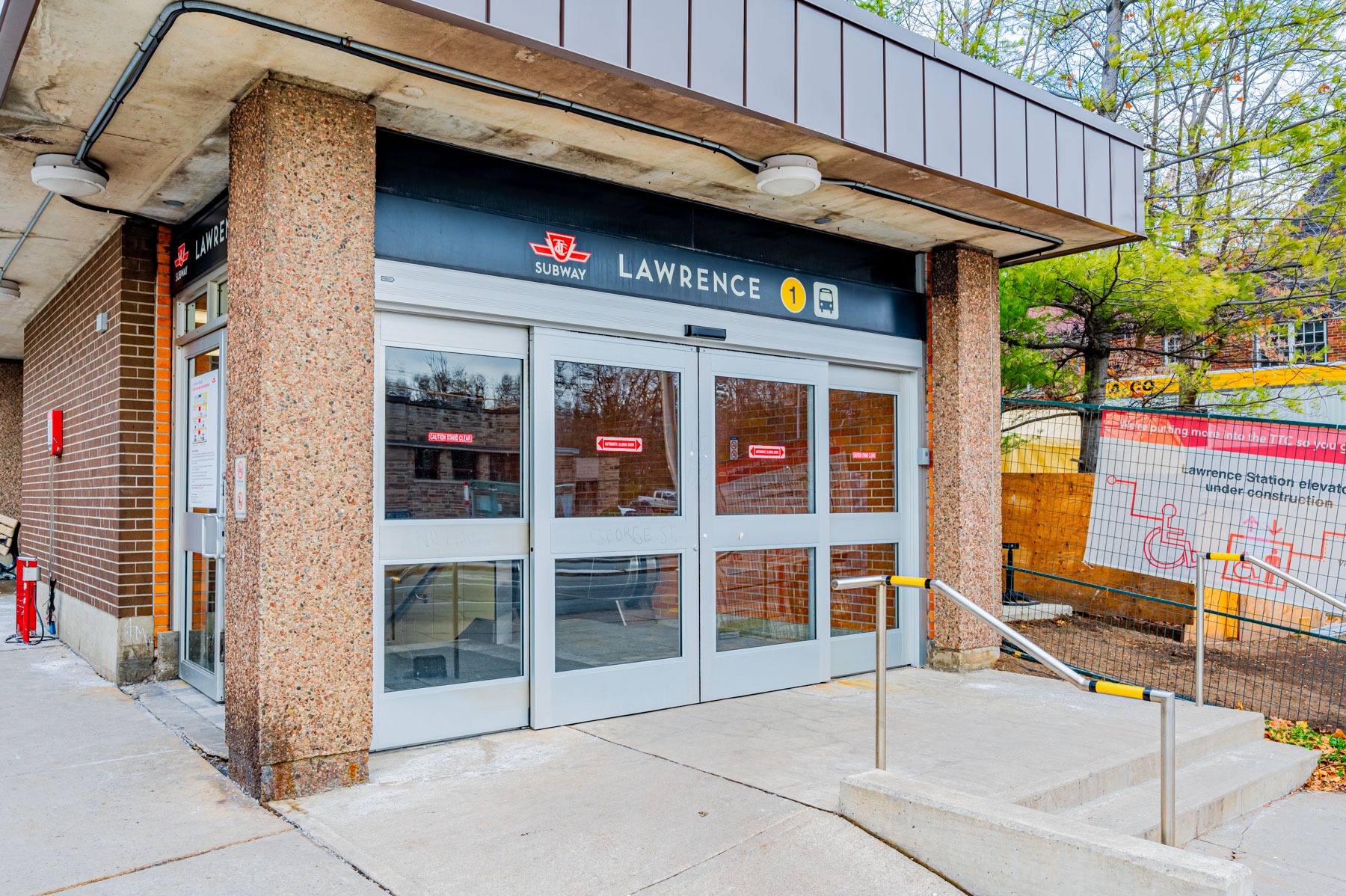 Close up of St. Lawrence subway station entrance.