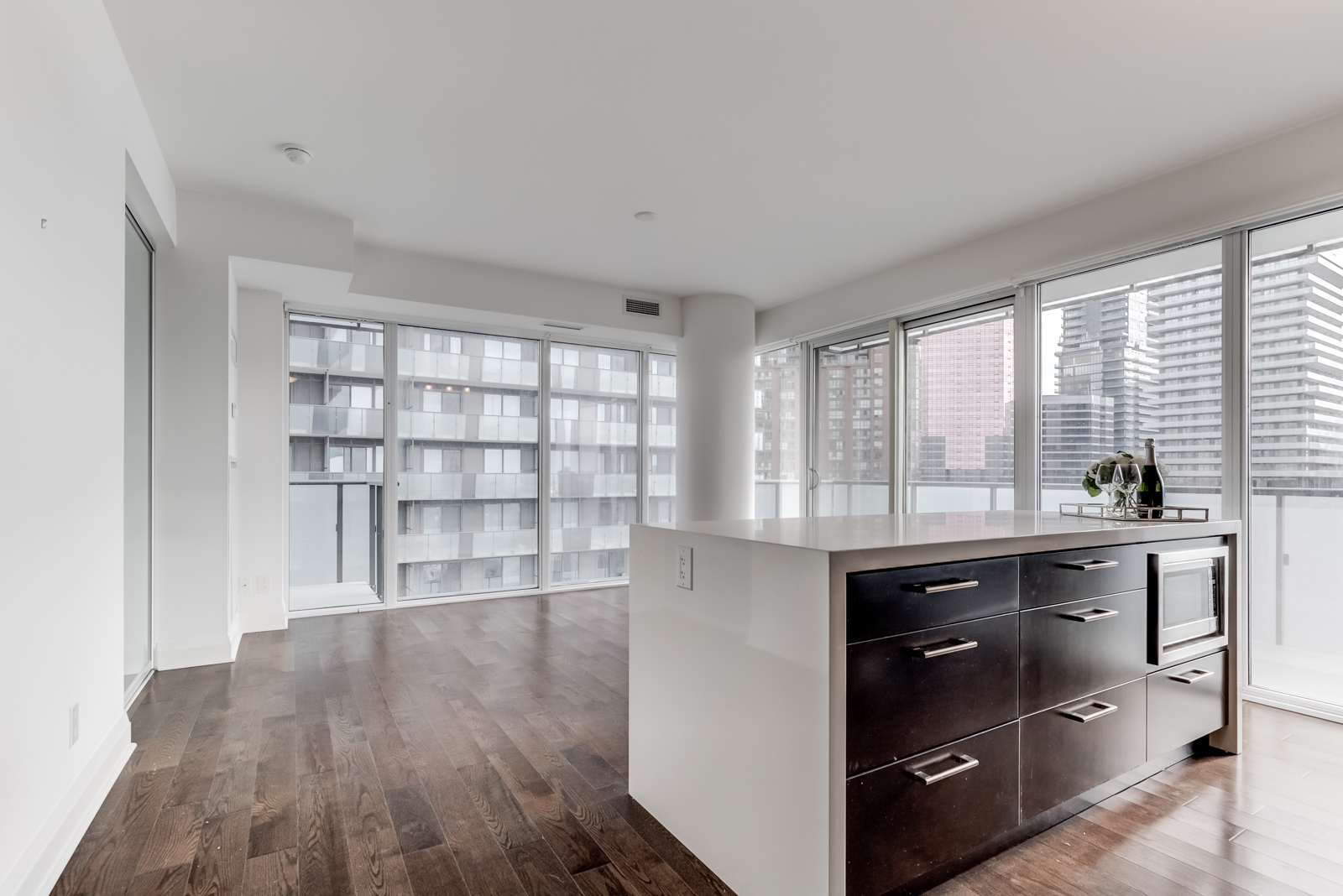 Another angle of 65 St Mary Street Unit 1502 living room and kitchen