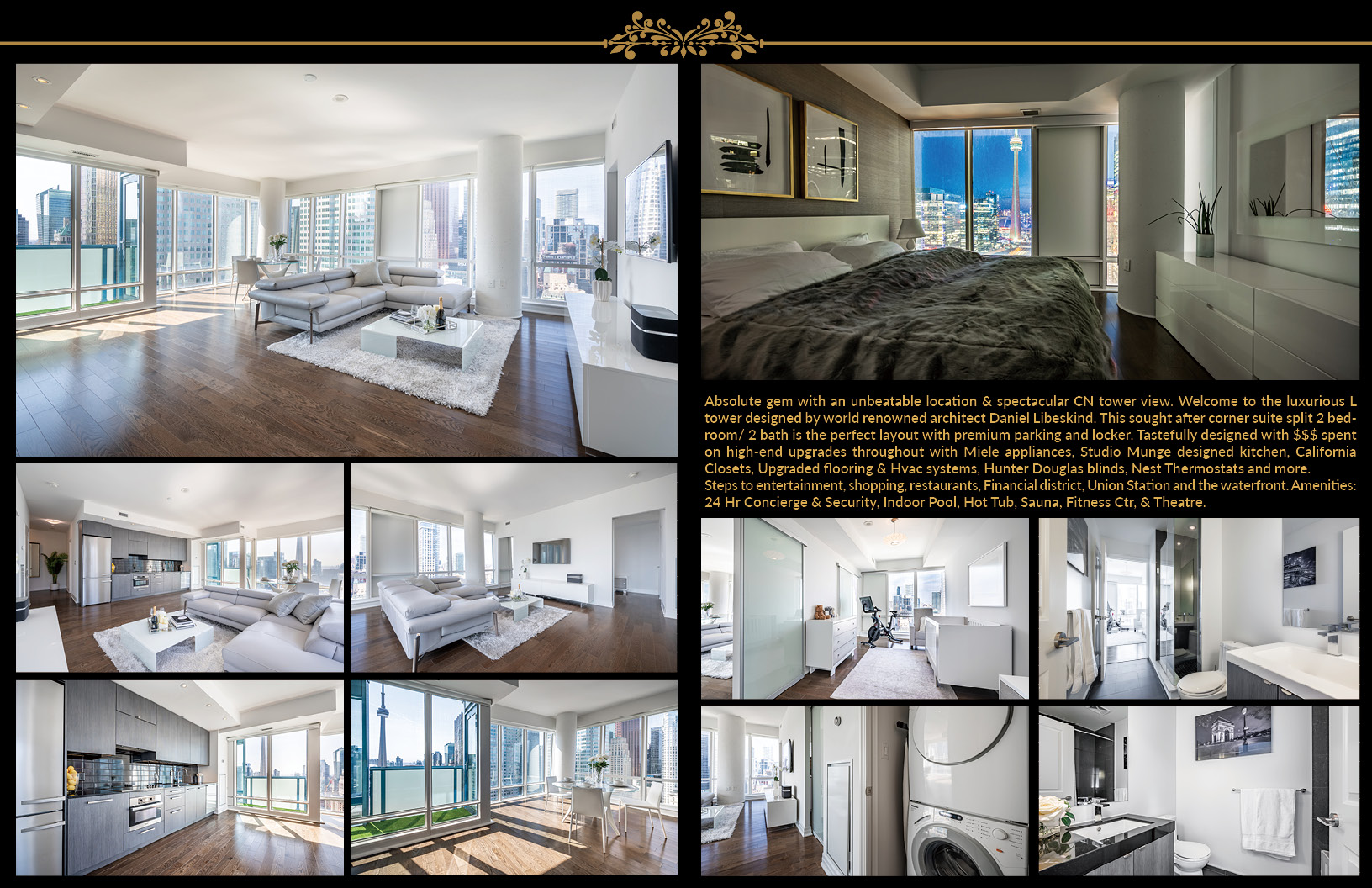 Brochure showing various rooms of 8 The Esplanade Ave Unit 3305.