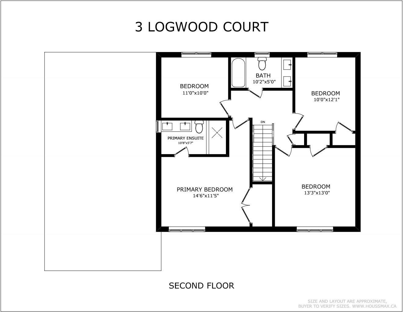 Second level floor plans for 3 Logwood Court.