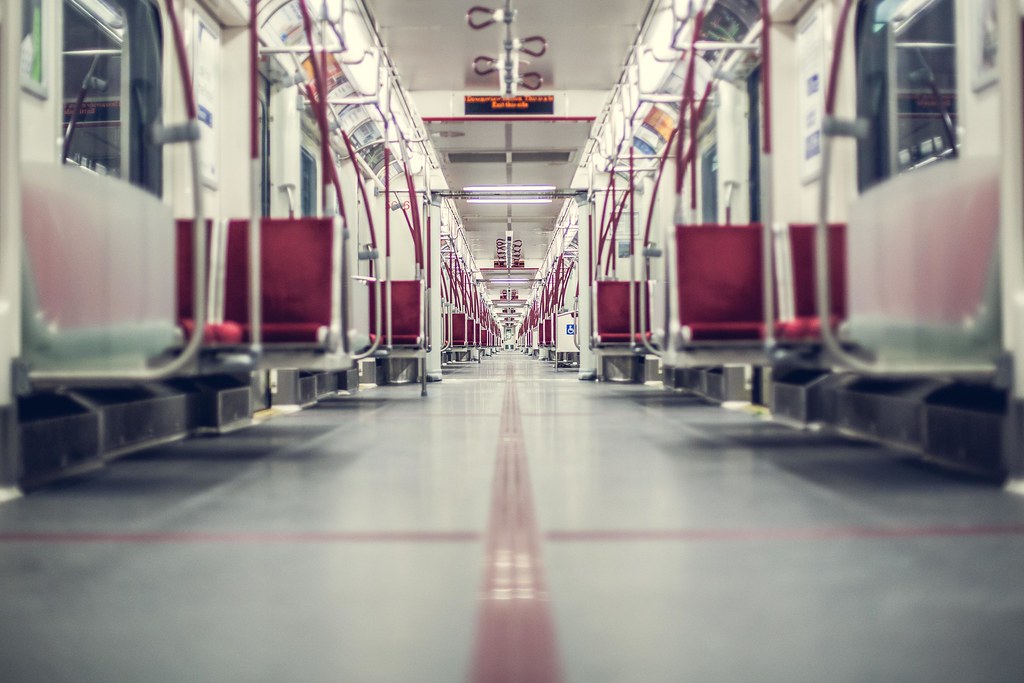 Empty subway train.