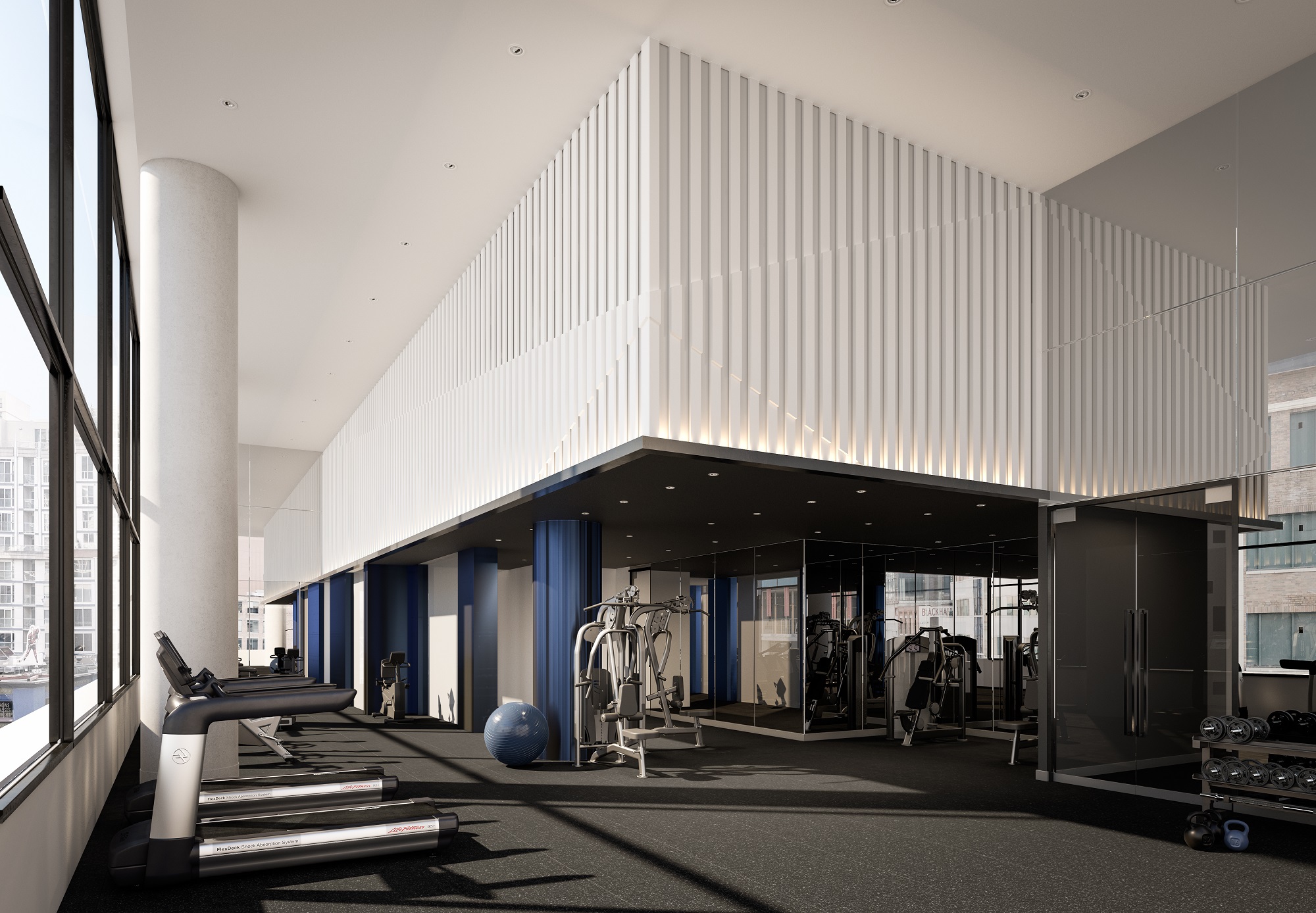 3D rendering of 357 King West's gym (seems like, maybe, probably, almost most of all, most noteworthy, especially relevant)