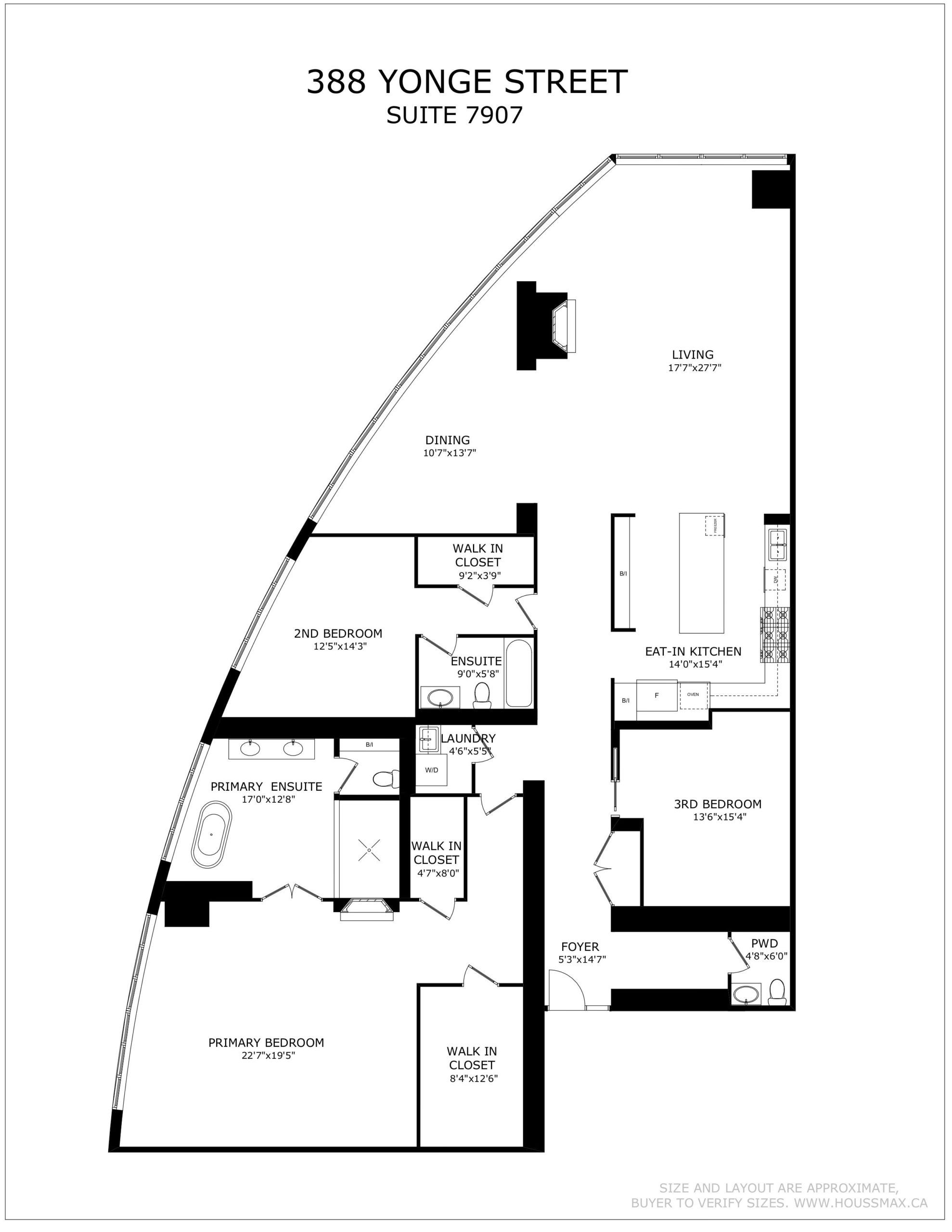 Floor plans for 388 Yonge St PH 7907.