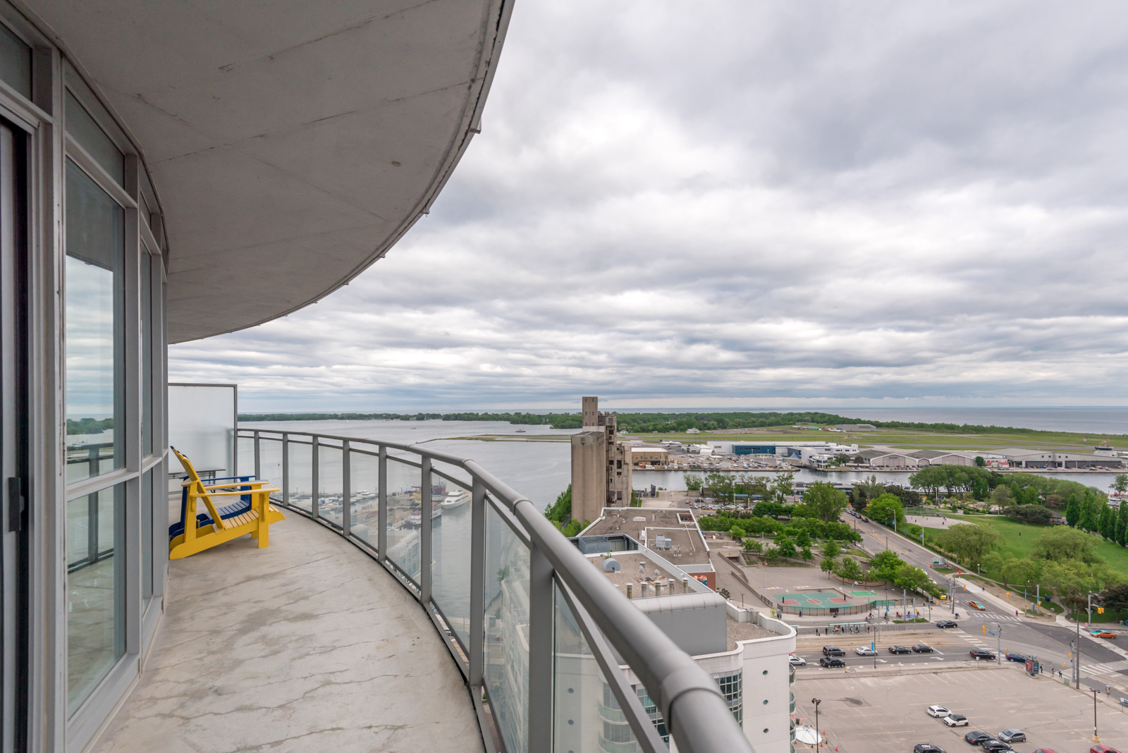 Image of balcony and Lake Ontario.