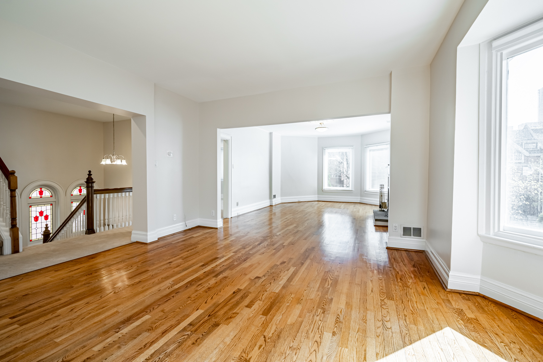 View of 98 Bedford Rd massive living and dining room.