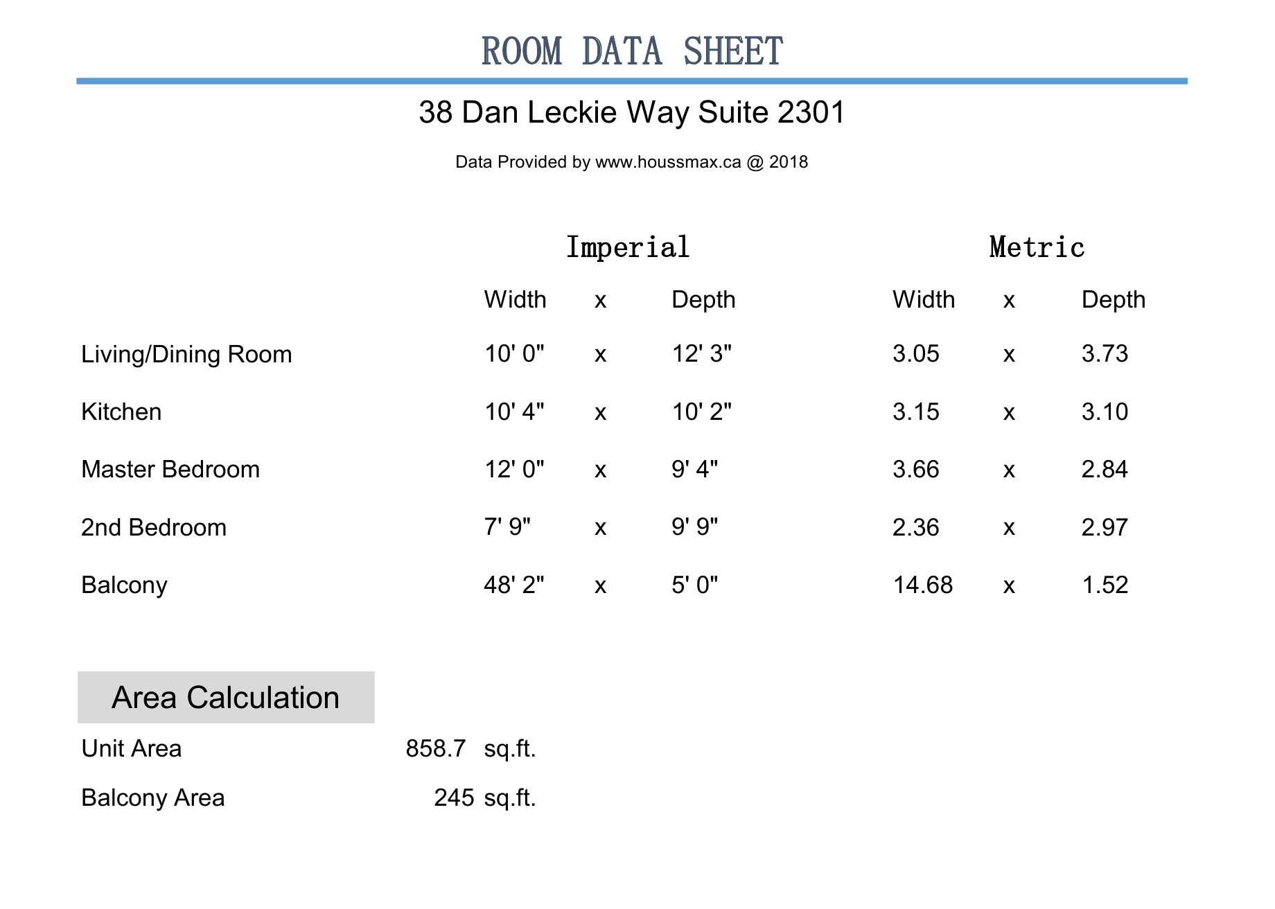 38 Dan Leckie Way measurements and room sizes.