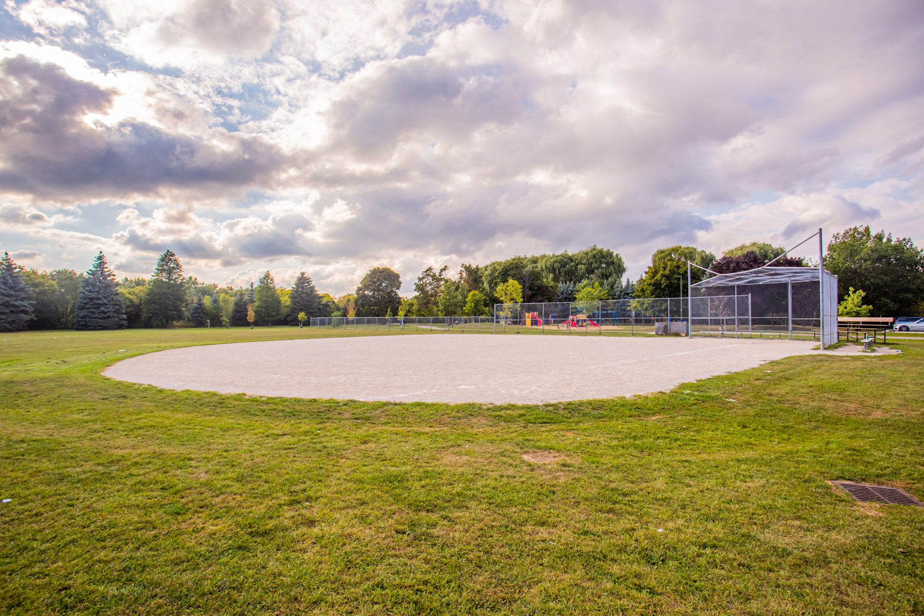 Empty baseball diamond – Viewmount Park.