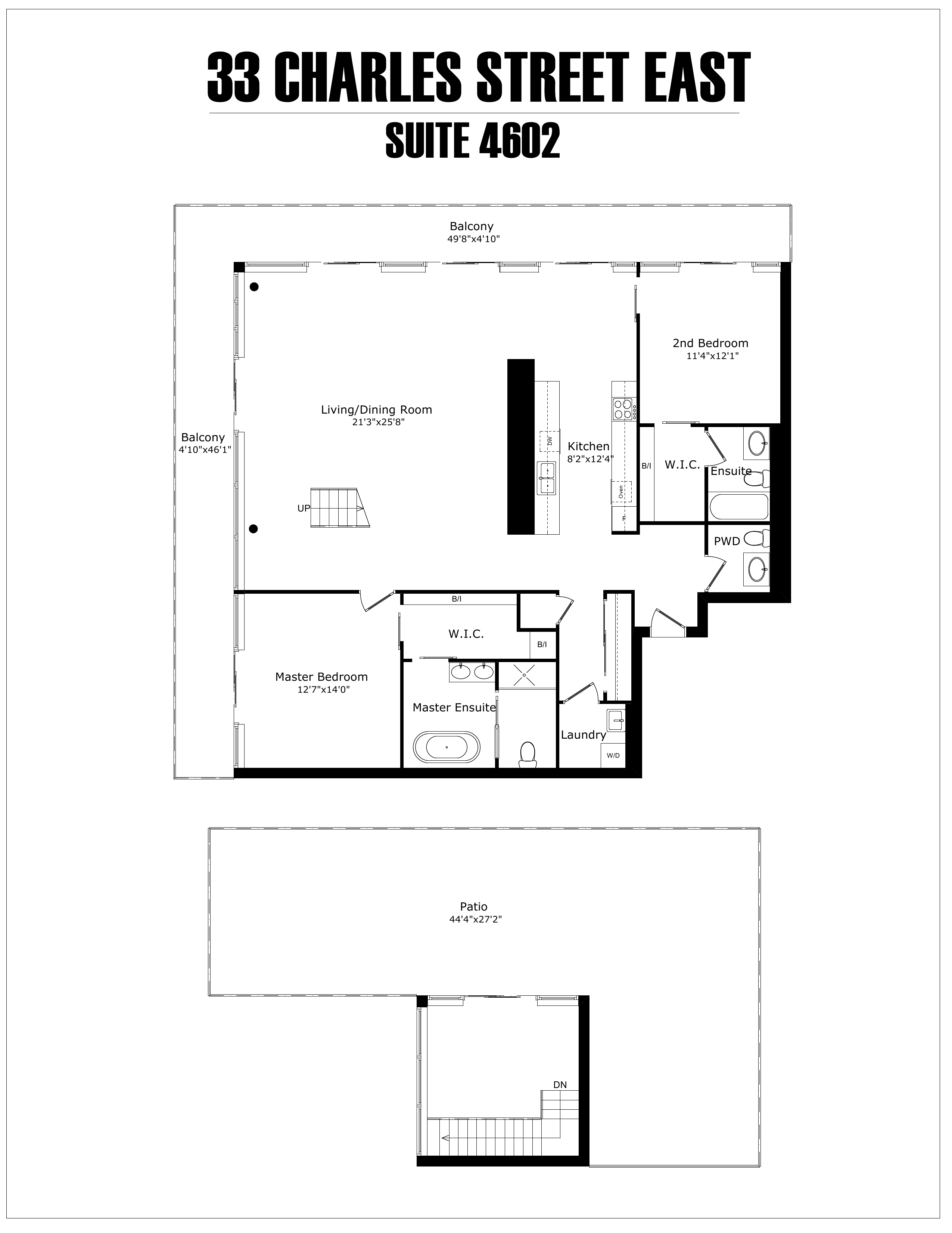 Floor plans for unit 4601 and it shows both upper and lower levels.
