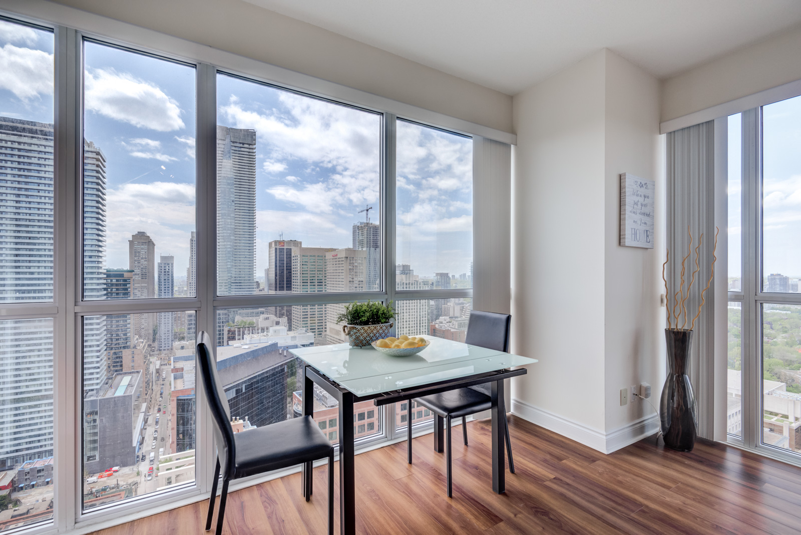 Large windows of dining room at 28 Ted Rogers Way Unit 3609.