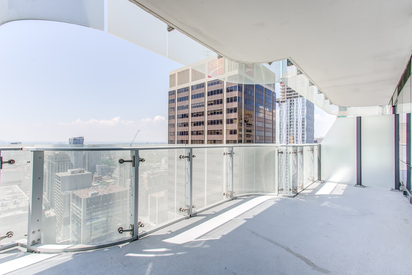 Another angle of 1 Bloor St E Unit 3408 balcony with view of Yonge and Bloor.