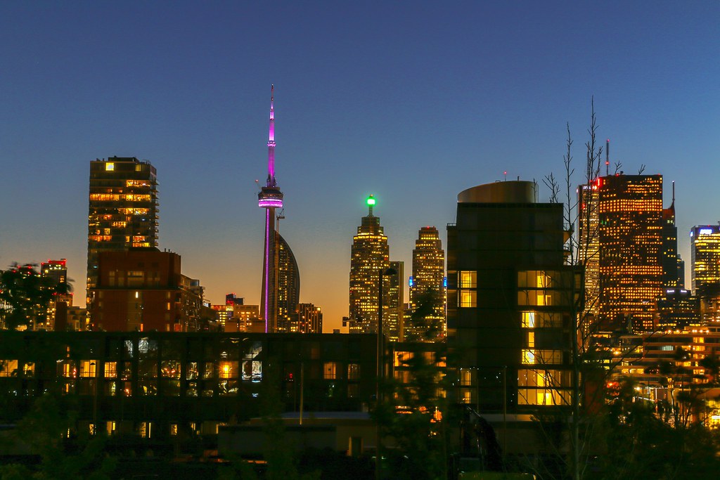 Corktown Toronto at night.