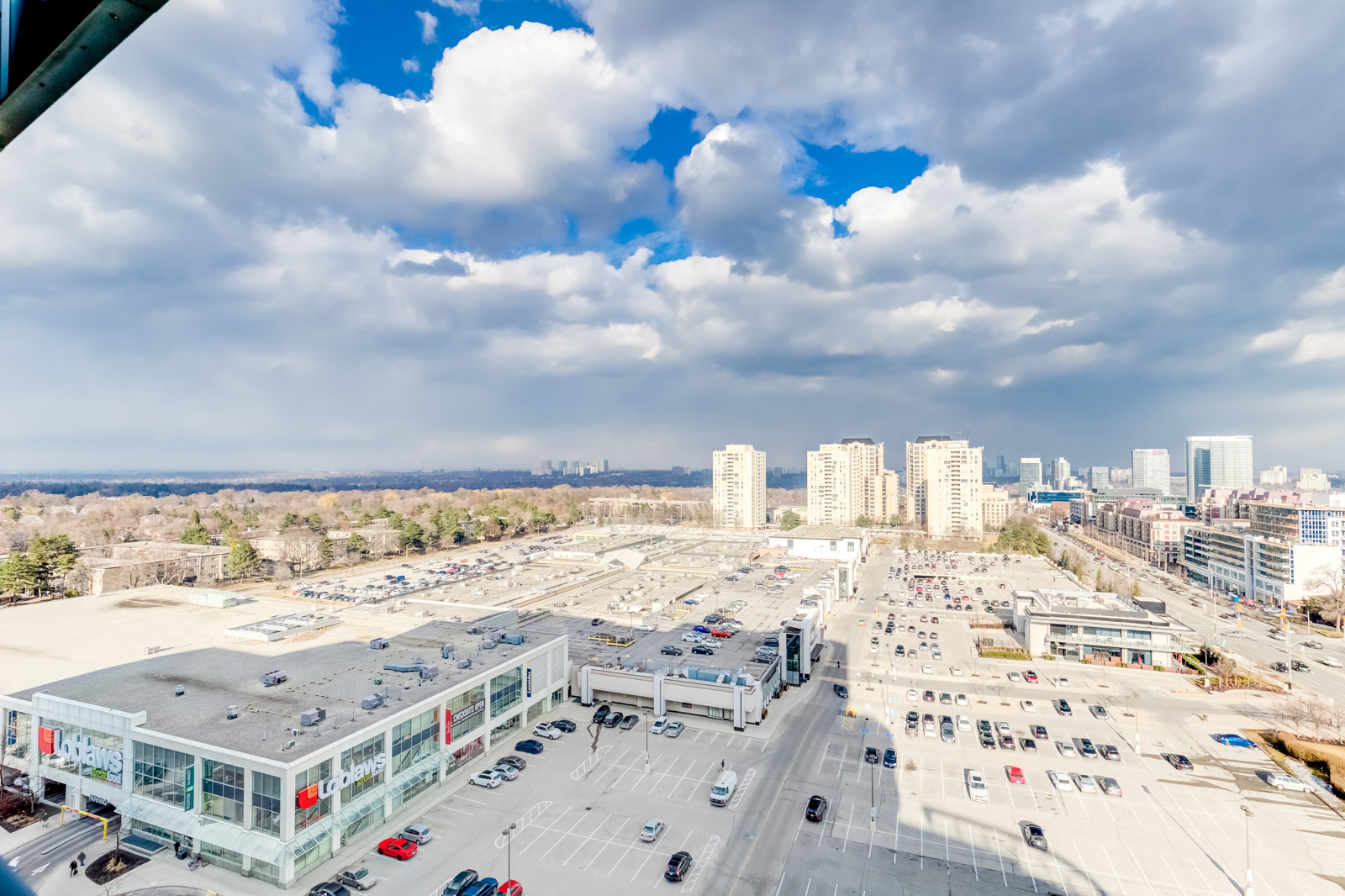 Bayview Village Shopping Centre and Loblaws, as seen from 2885 Bayview Village Unit 1106 balcony.