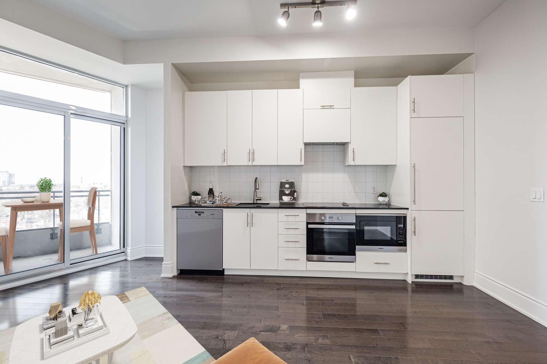 Integrated condo kitchen – 23 Glebe Rd W Unit 918.