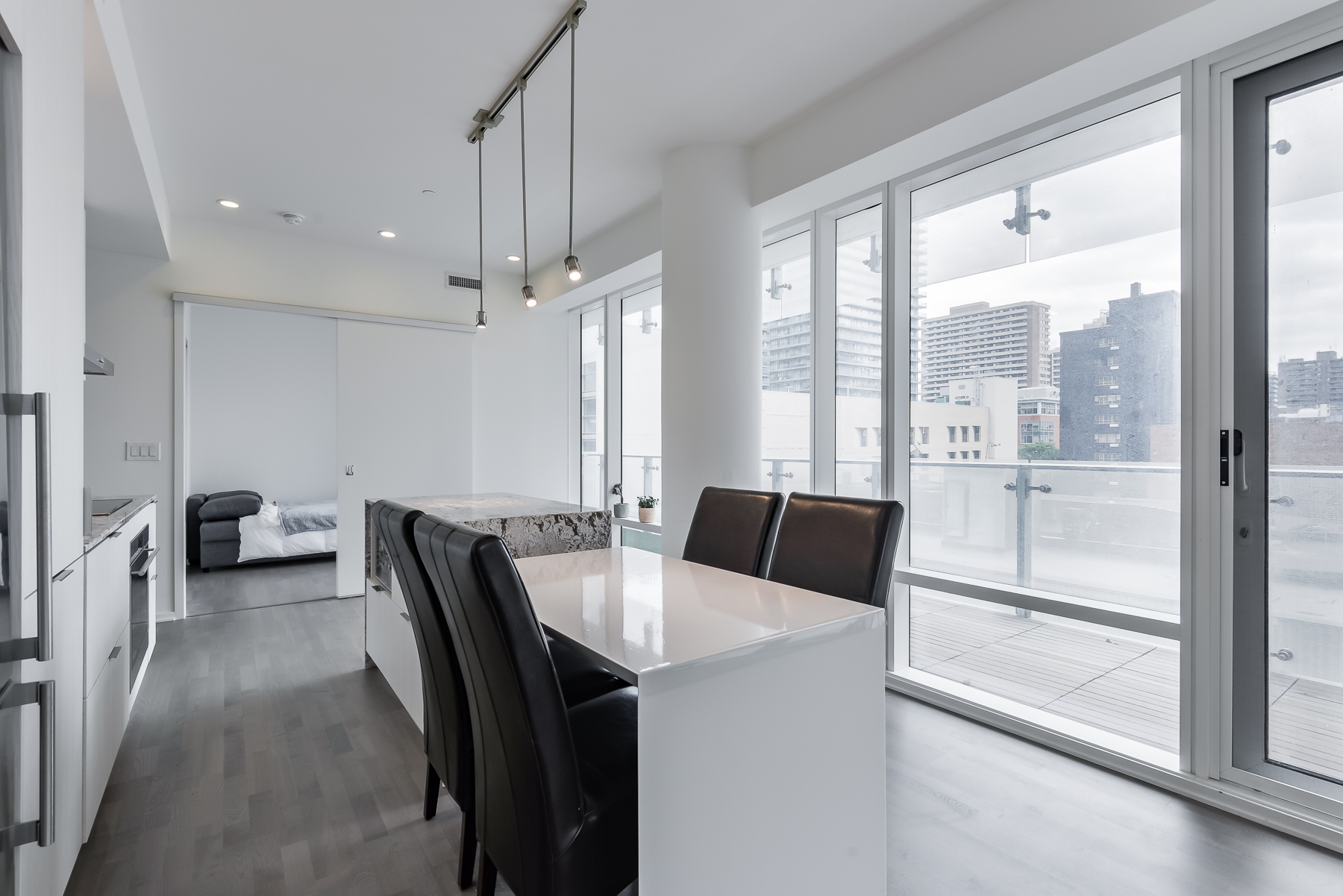 Breakfast table and view - 1 Bloor St E Unit 310 Toronto. 