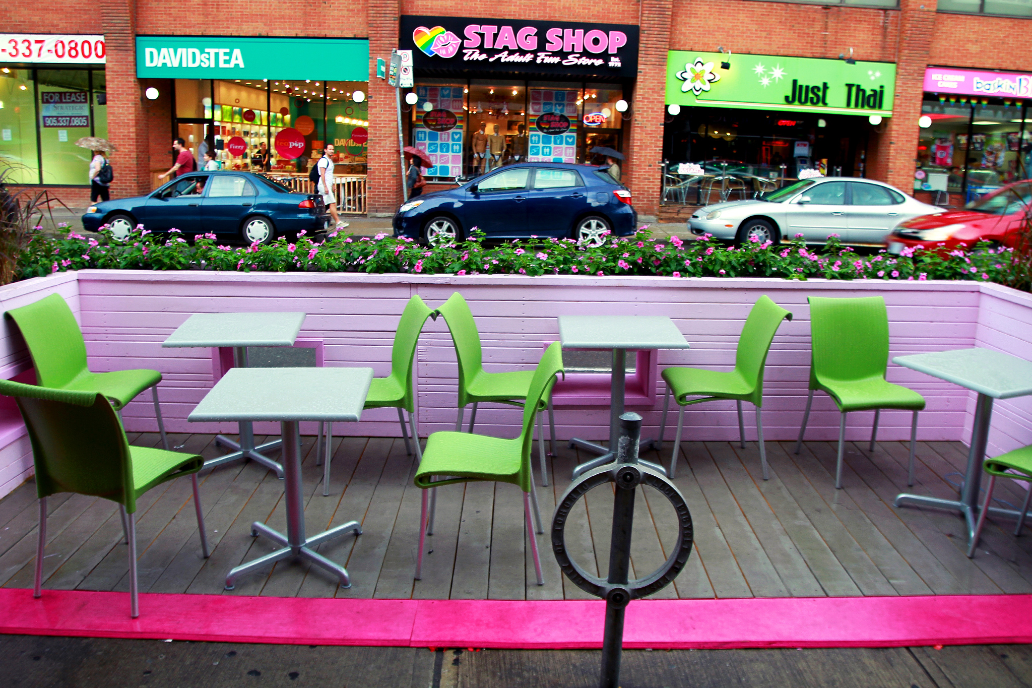 Rather colourful shops on Church Street