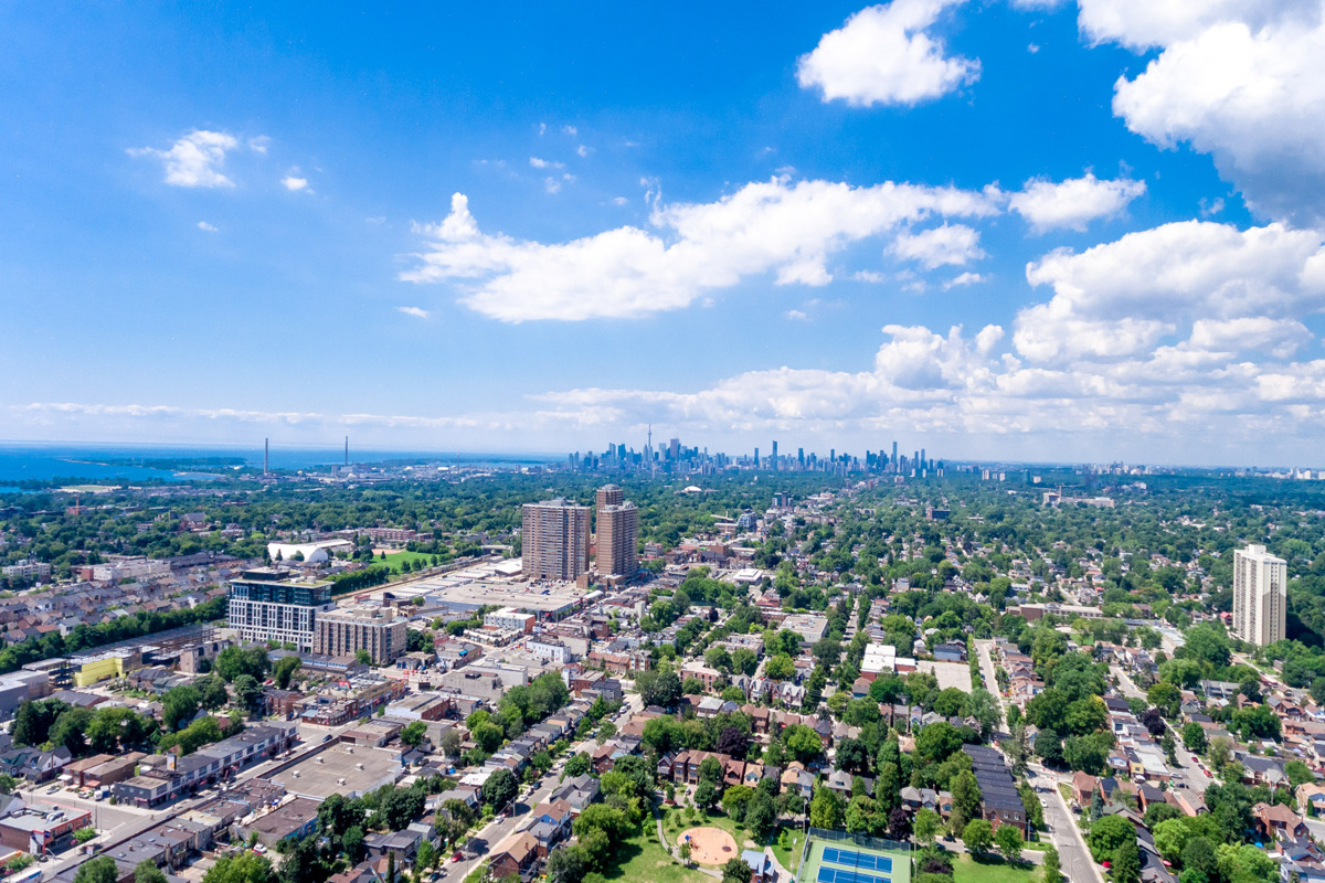 Aerial drone photo of Toronto's Yonge and Lawerence neighbourhood.