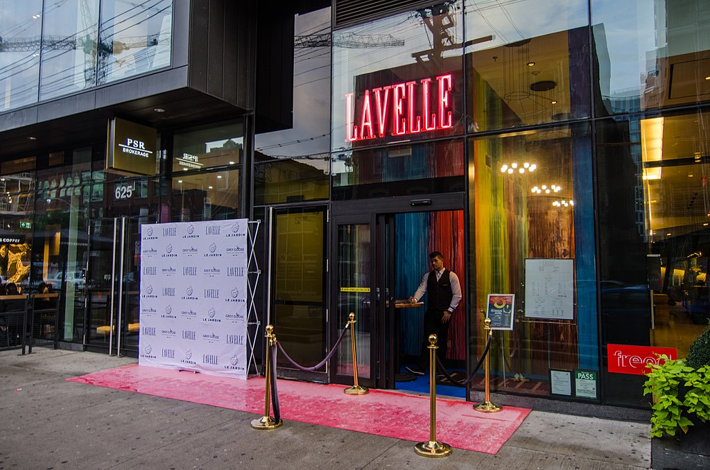 Front entrance of Lavelle bar and lounge in King West, Toronto.