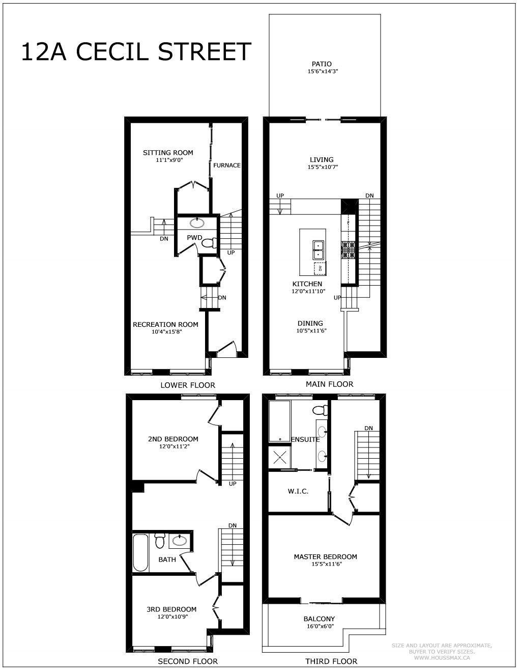 Floor plans for 12A Cecil townhouse
