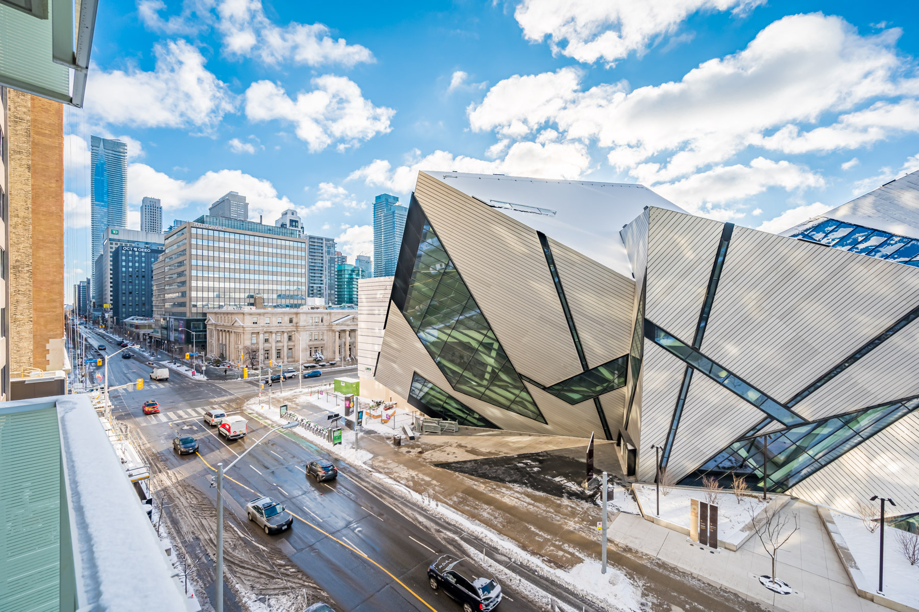 Royal Ontario Museum pyramid-like exterior.