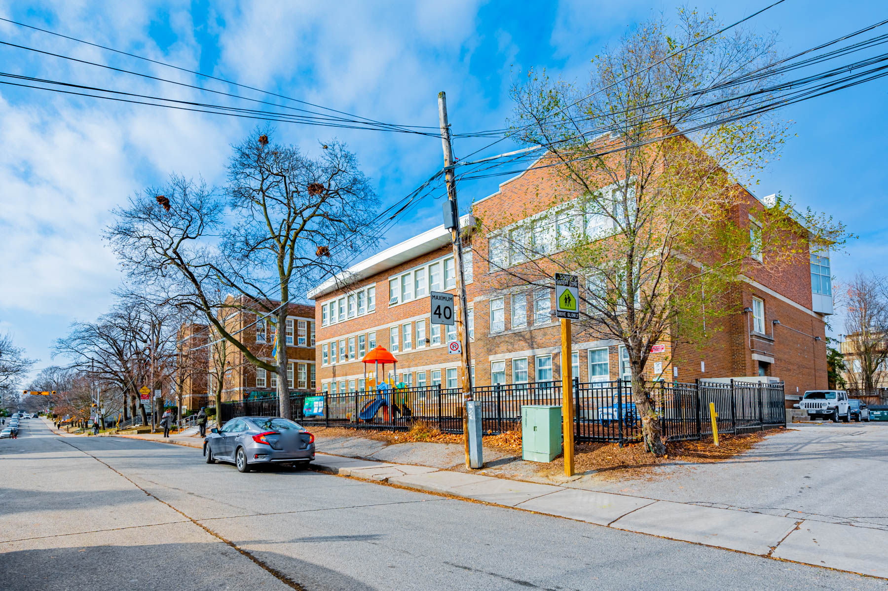 Side view of Blessed Sacrament Catholic School in Yonge and Lawrence, Toronto.