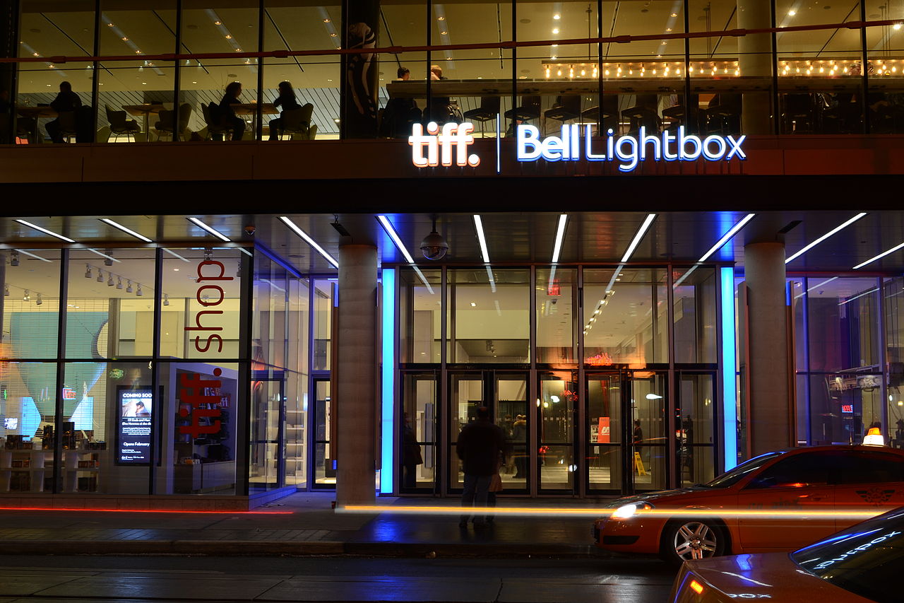Night view of Tiff Bell Lightbox in Toronto's Entertainment District