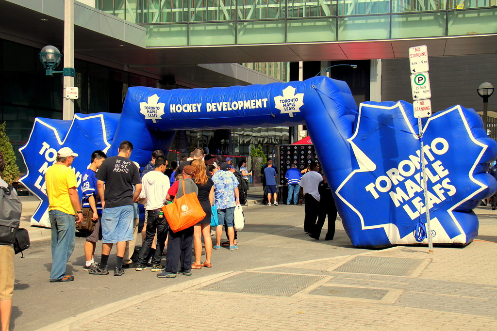 Toronto Maple Leafs Fans outside Maple Leaf Square
