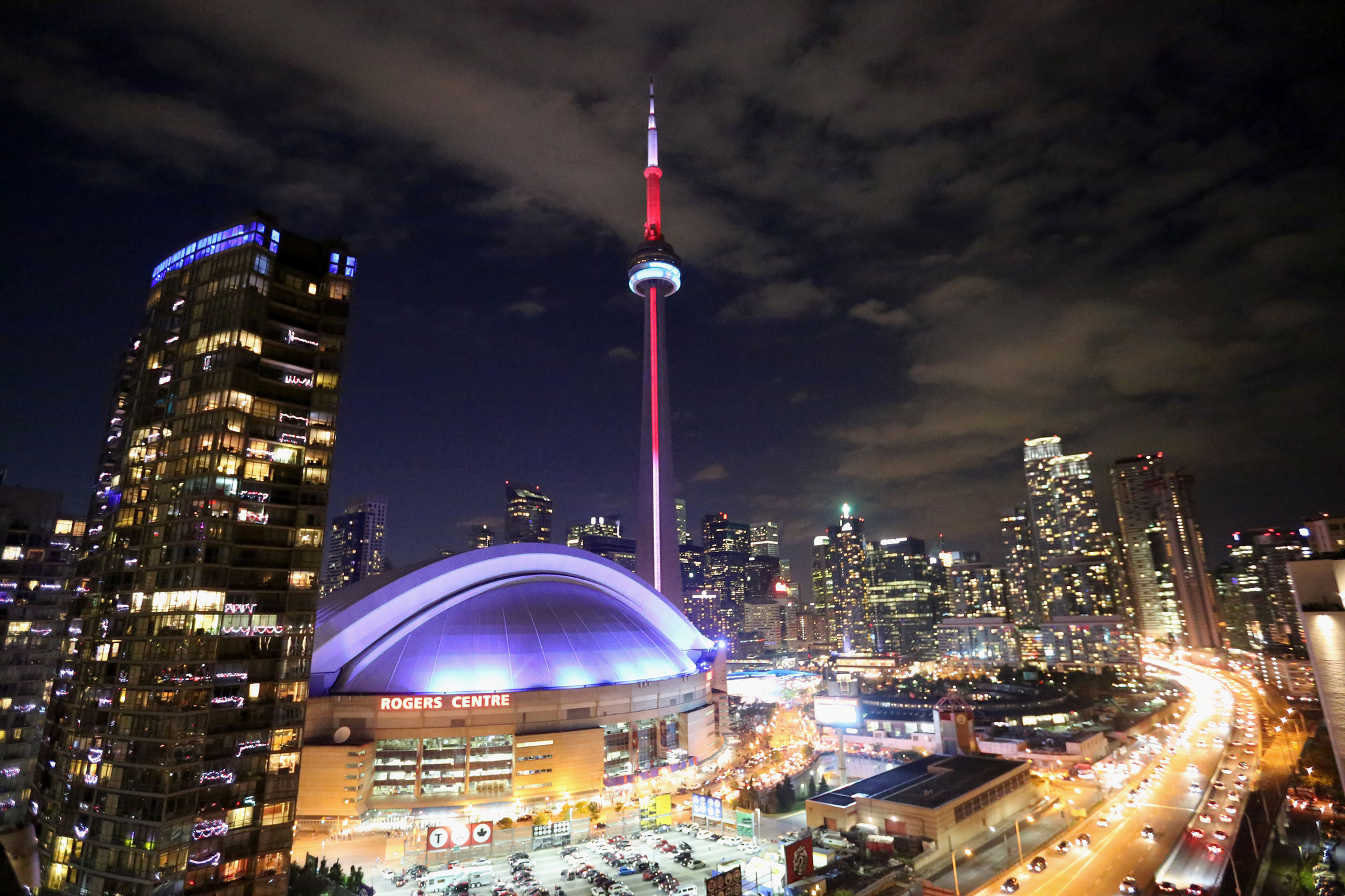 Gorgeous shot of CN Tower and Toronto at night, with so many twinkling lights.
