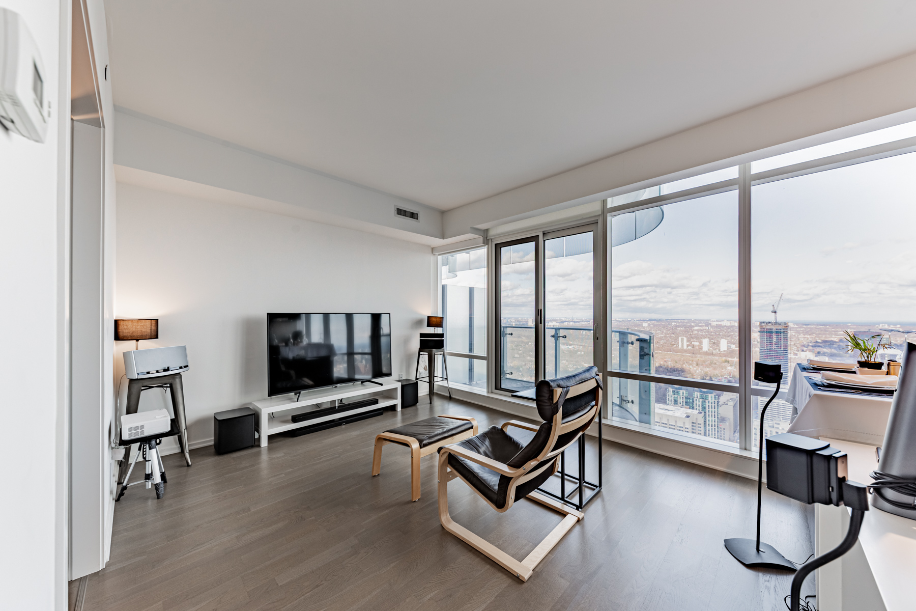 Modern living room – 1 Bloor St E Unit 5803.