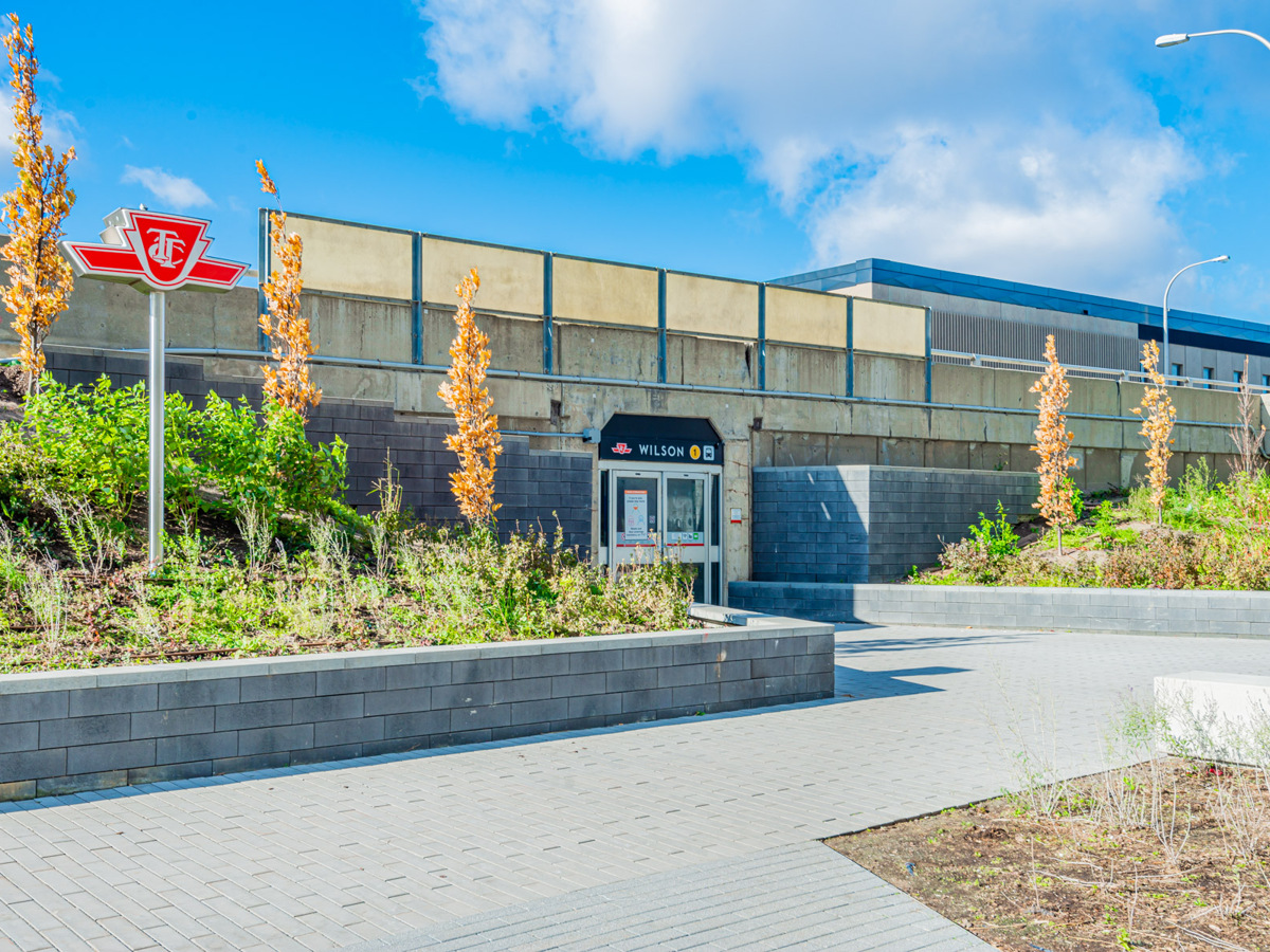 TTC subway station exterior on Wilson St, Toronto.