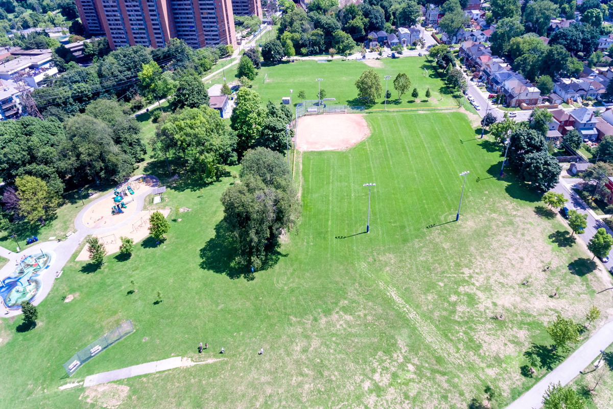 Ariel photo of park.