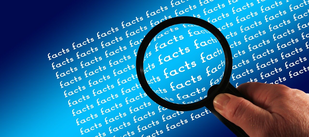 Black magnifying glass examining the word “facts” showing facts behind 2020 spring market.
