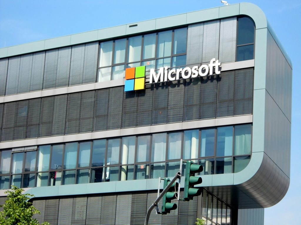 Microsoft building and logo