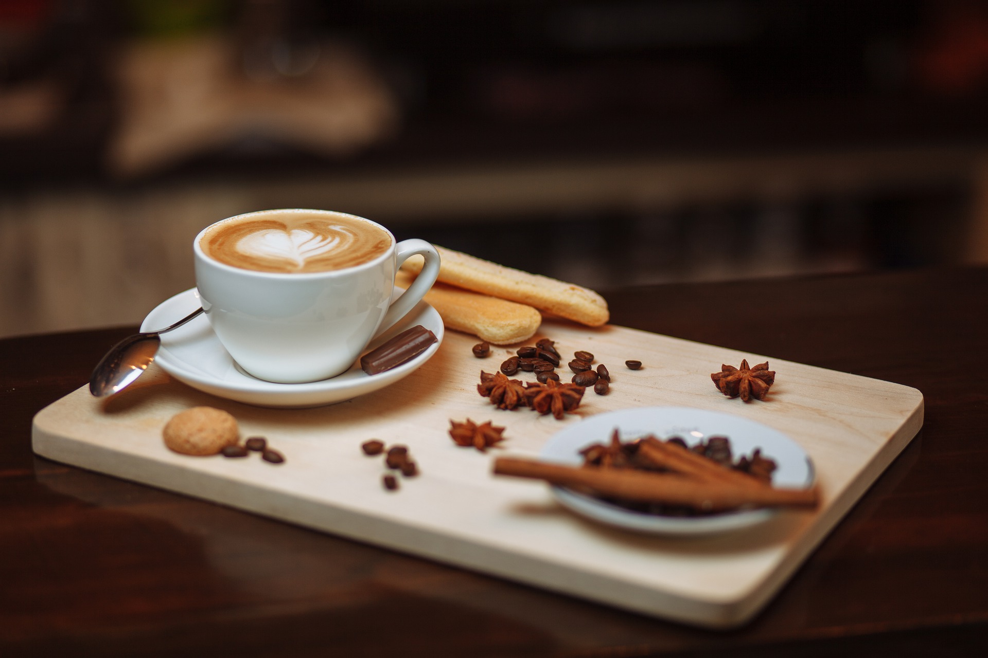 Pic of coffee and plate of food.