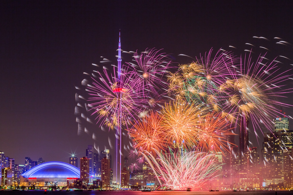 Colourful fireworks along skyline; 2020 toronto housing market