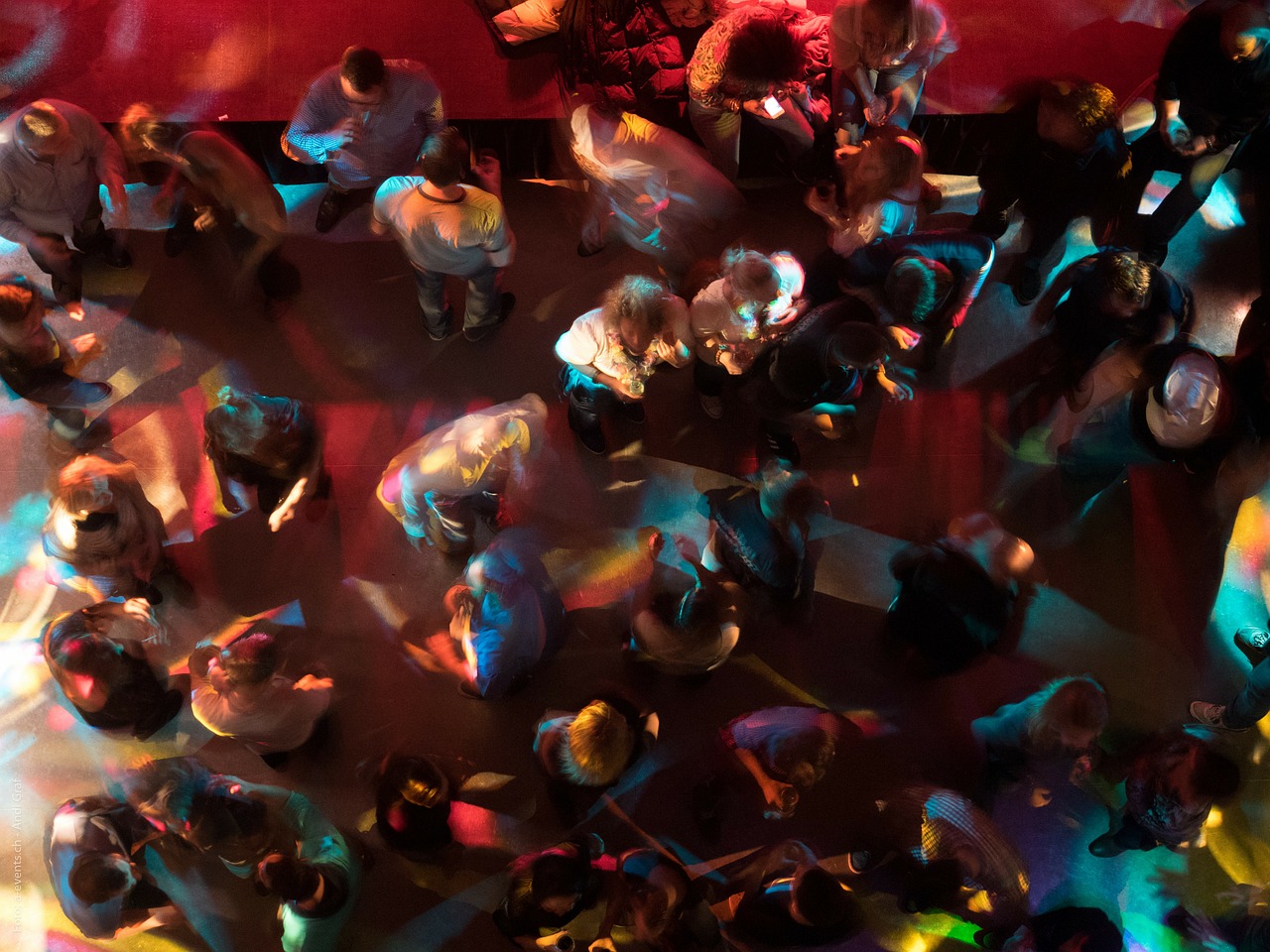 Overhead photo of dance floor and people