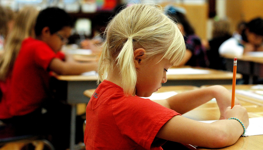 Elementary school kids in classroom