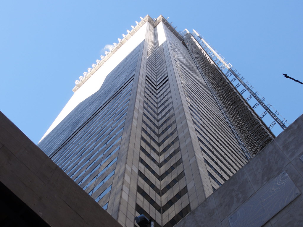 Exterior First Canadian Place skyscraper with new cladding.