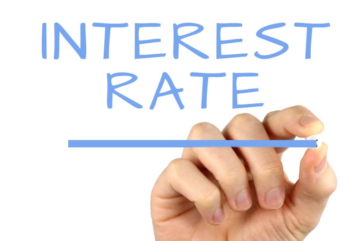 Image of word Interest Rate and a hand under it.