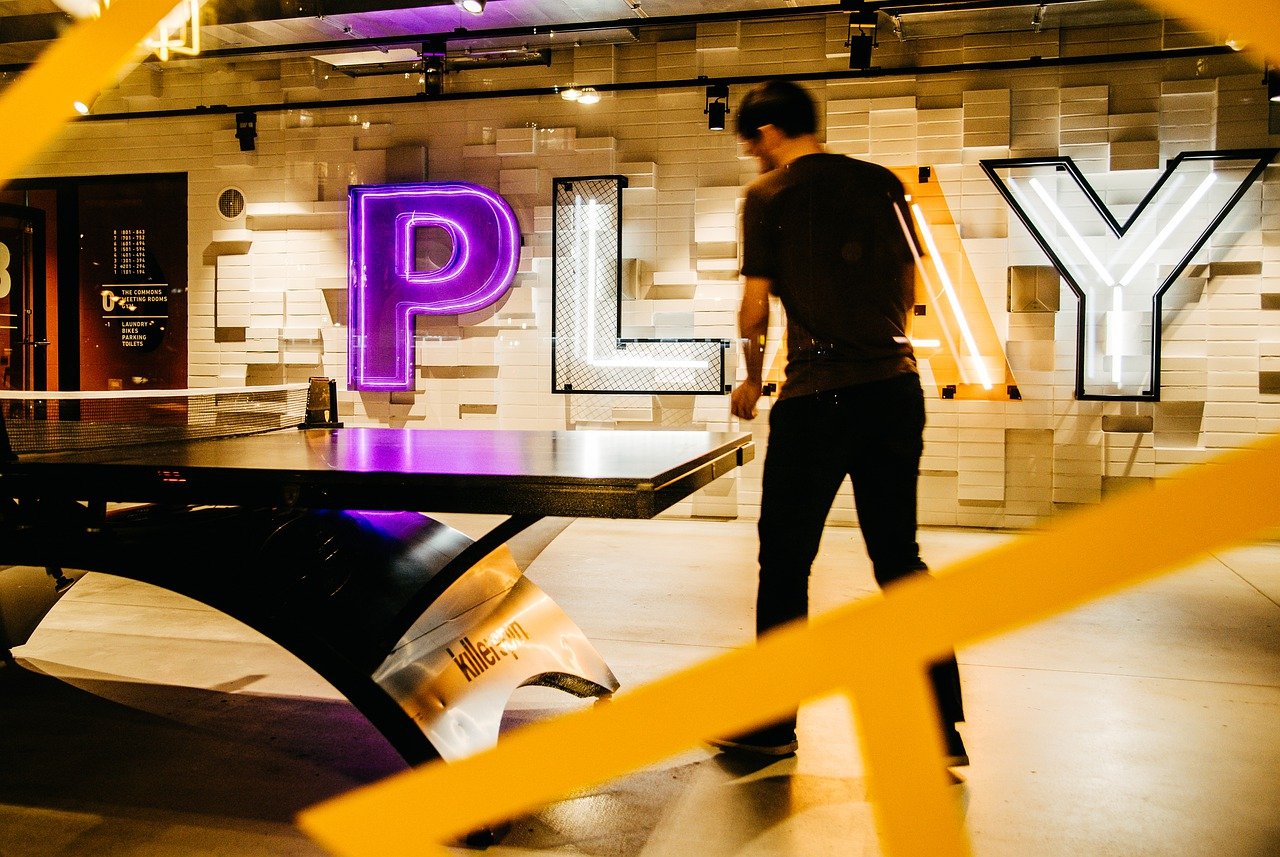 Man playing ping pong at SPIN on 461 King West.