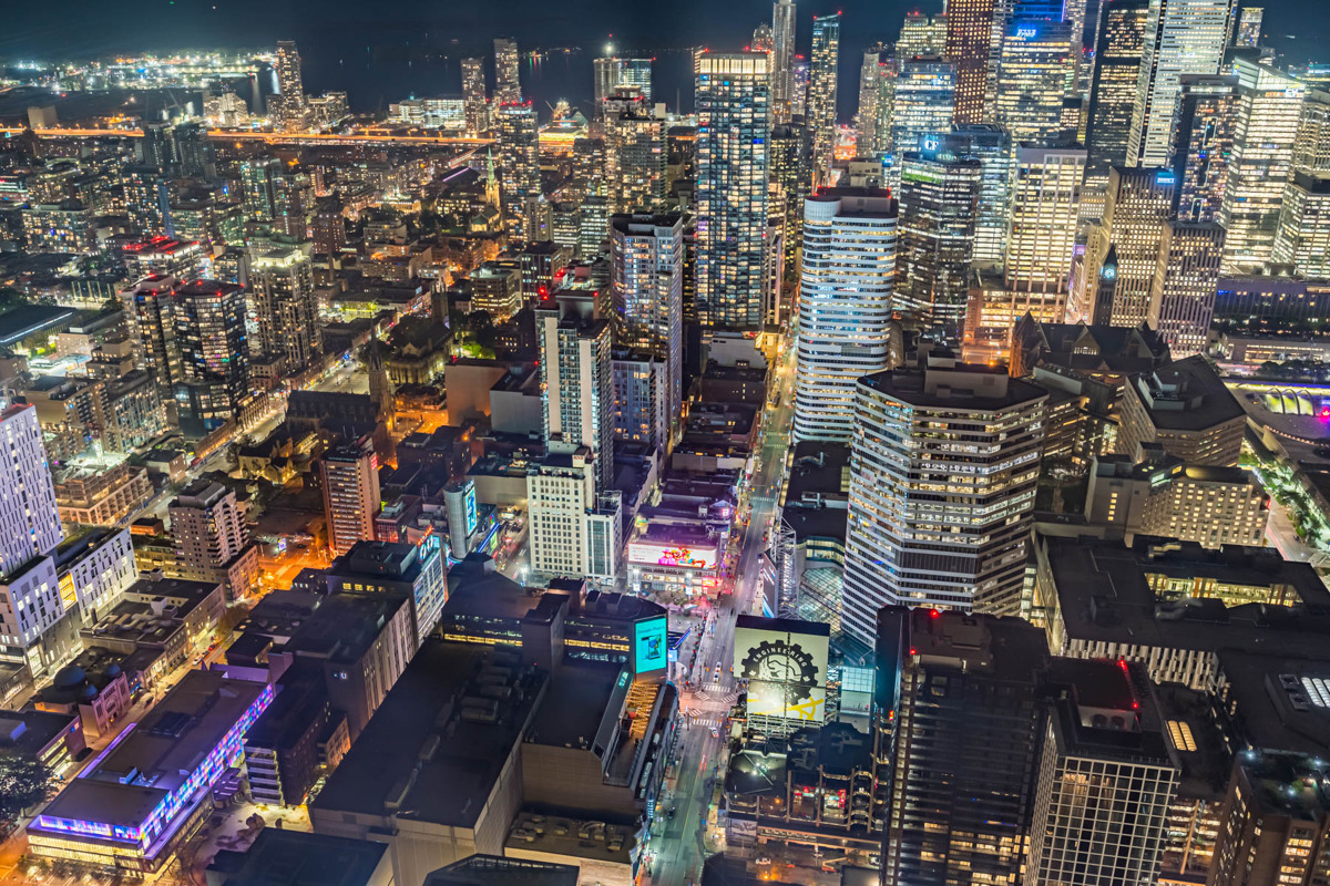 View of Toronto at night from 388 Yonge St PH 7907.