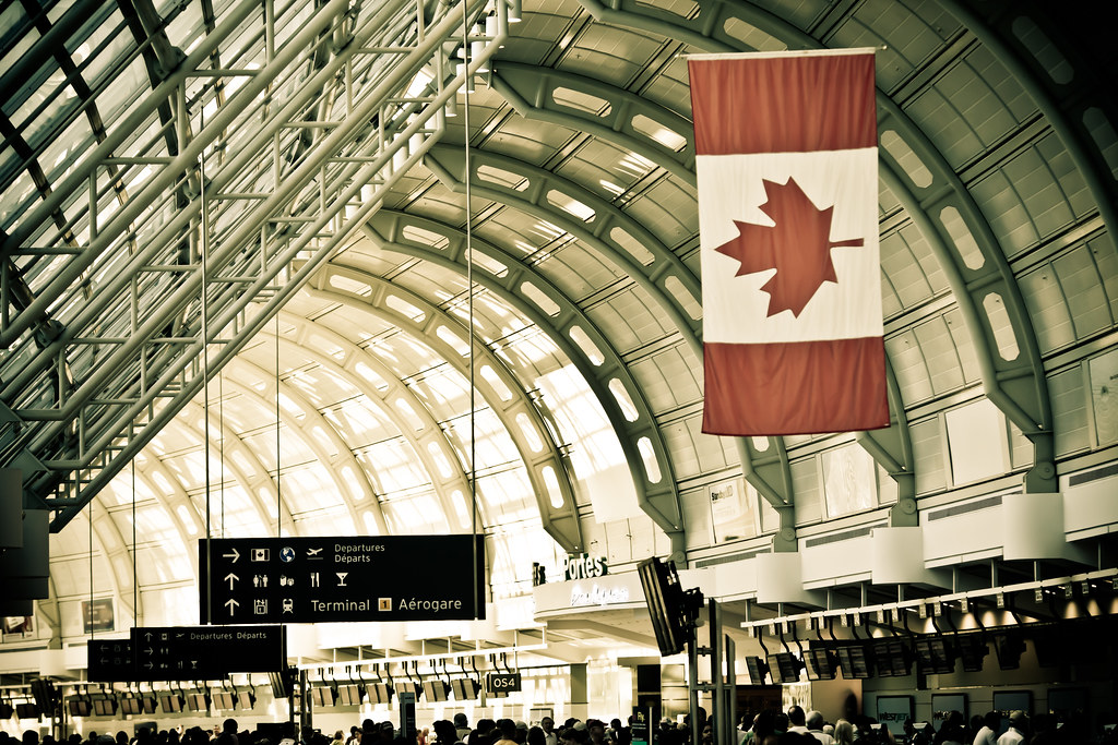 Canadian flag at Pearson International Airport.